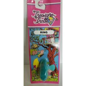 Vintage‎ Ace Novelty Treasure Trolls Ring New in Package Teal